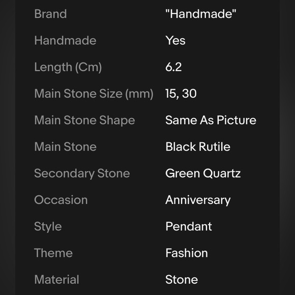 BLACK RUTILE/ GREEN QUARTZ PENDANT - Picture 2 of 3